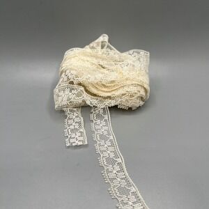 Ivory Lace Trim Ribbon Scalloped Edge Vintage Embellishment Sewing Craft 4yd 12"